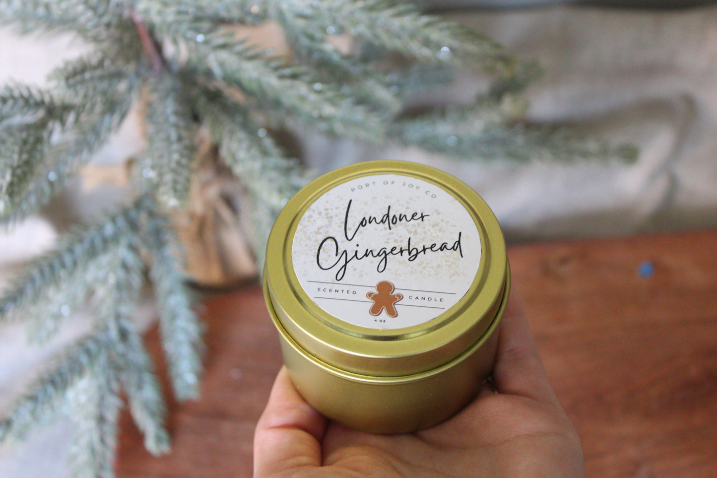 Christmas Gift Set of 3 Golden Tin Candles