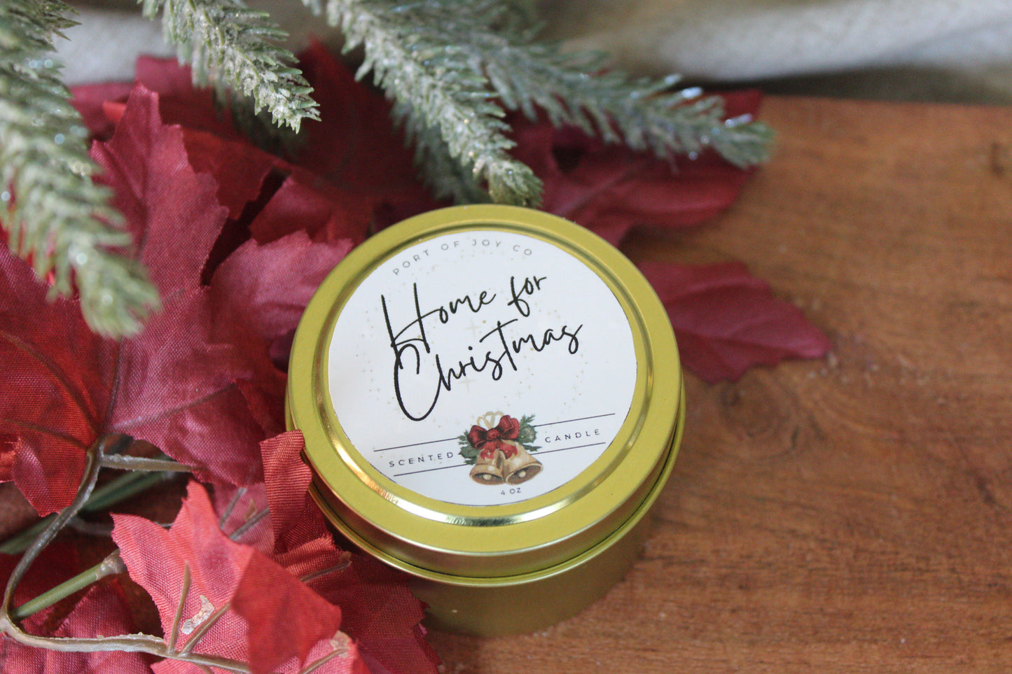 Christmas Gift Set of 3 Golden Tin Candles