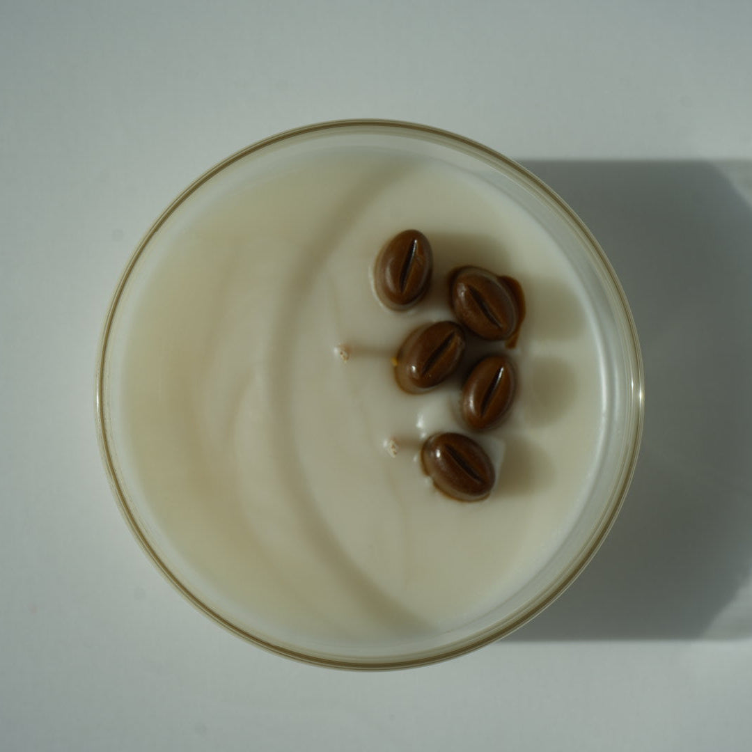 Handmade coffee scented candle for kitchens, offices, and cozy morning spaces.