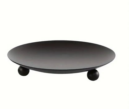 Sleek Black Iron Candle Plate Holder