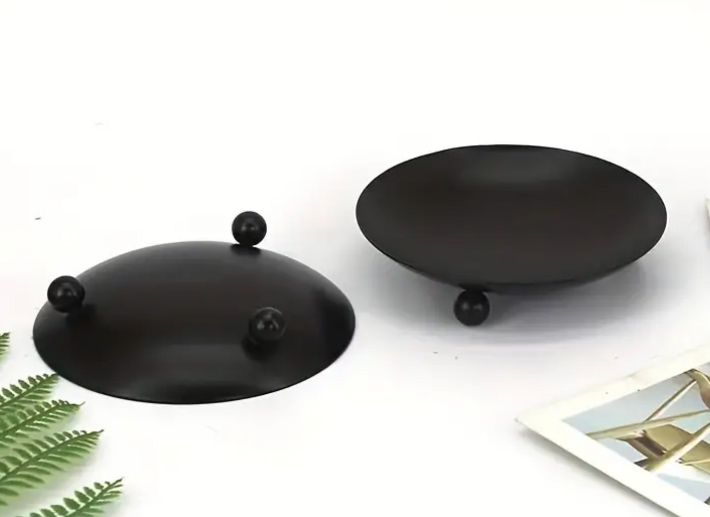 Sleek Black Iron Candle Plate Holder