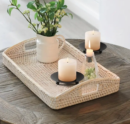 Sleek Black Iron Candle Plate Holder