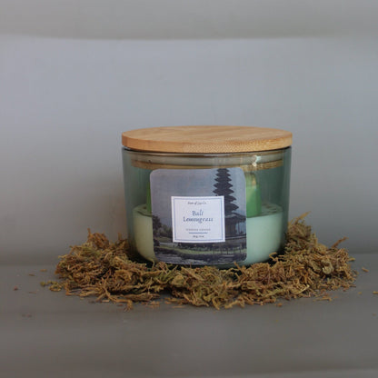 bali lemongrass in a jar front view. big 11 oz candle