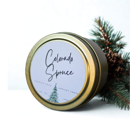 Colorado Spruce Tin Christmas Candle – Holiday Decor & Stocking Stuffer