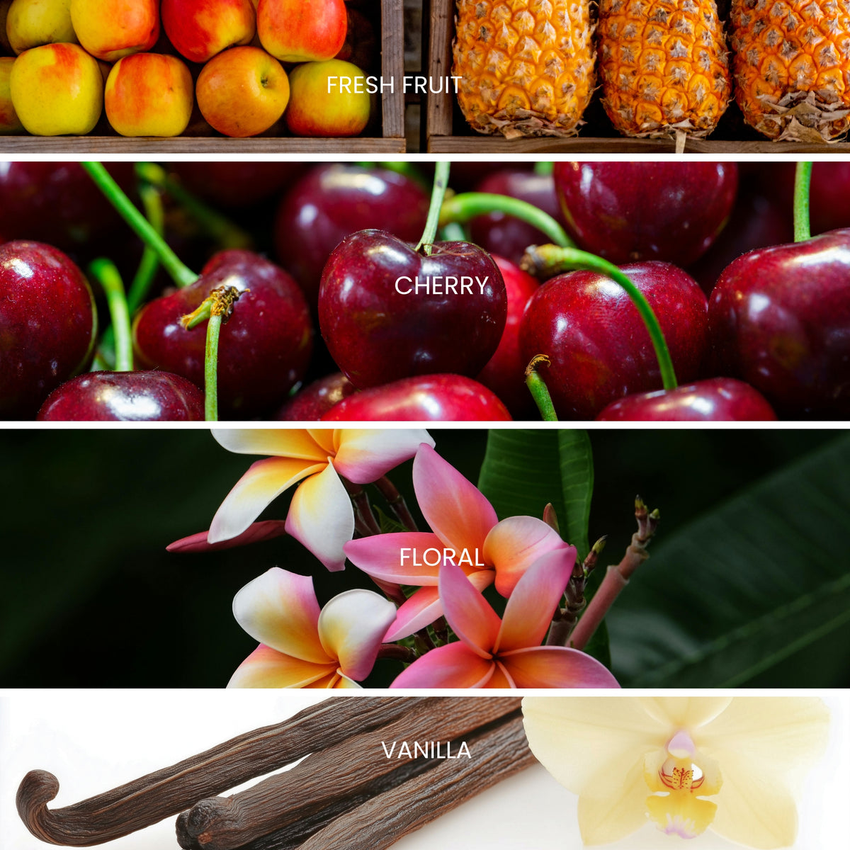 scent profile of the scent. Bright scented candle featuring sweet strawberry, fresh melon, juicy pear, and soft florals.
