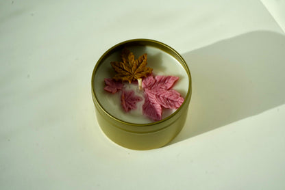 Cashmere Cedar mini scented candle in a portable 4 oz container