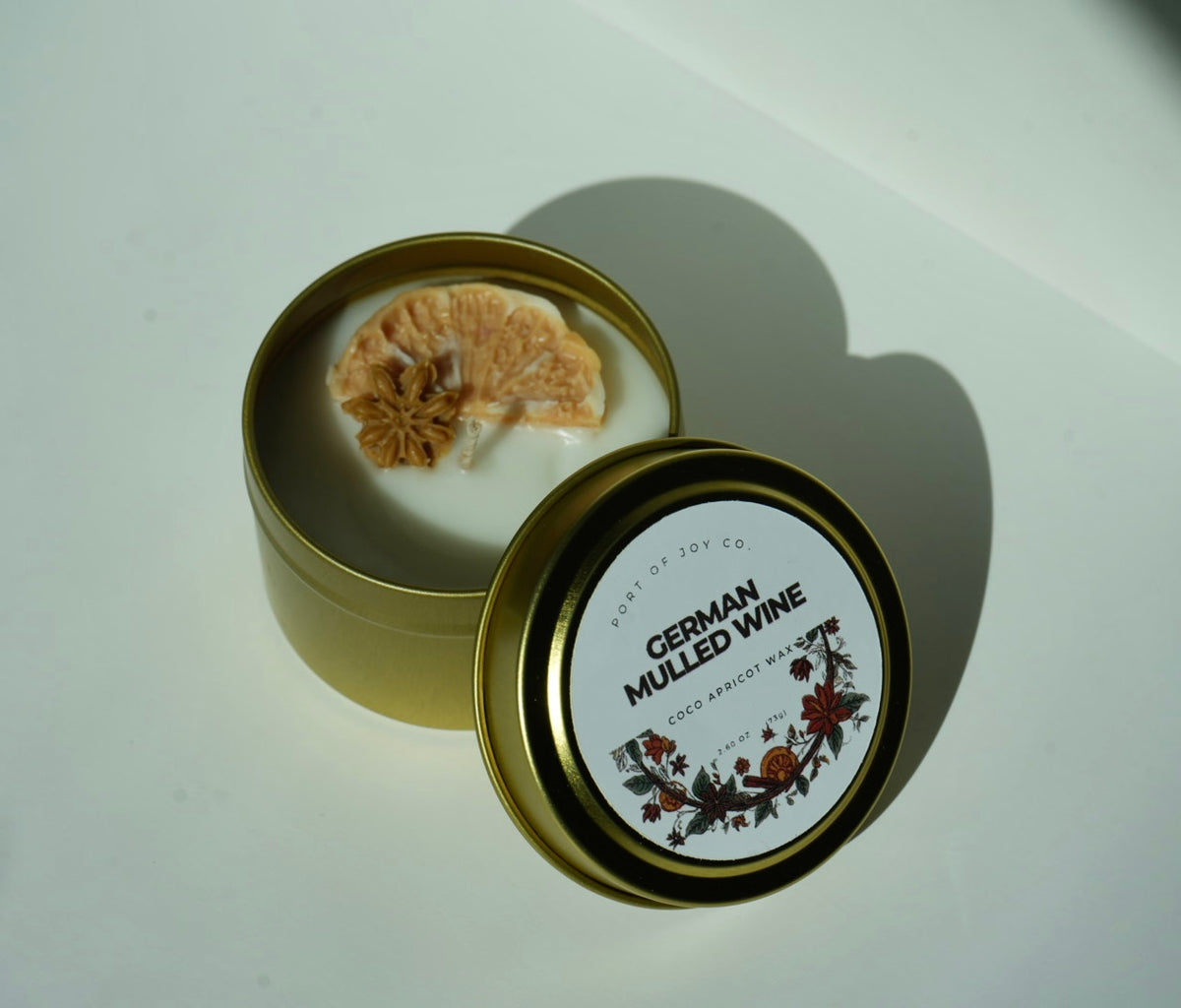 4 oz mulled wine Christmas candle with orange and cinnamon fragrance
