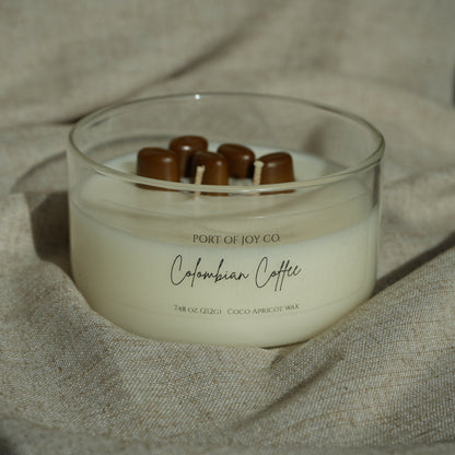 lifestyle photography of colombian coffee candle.