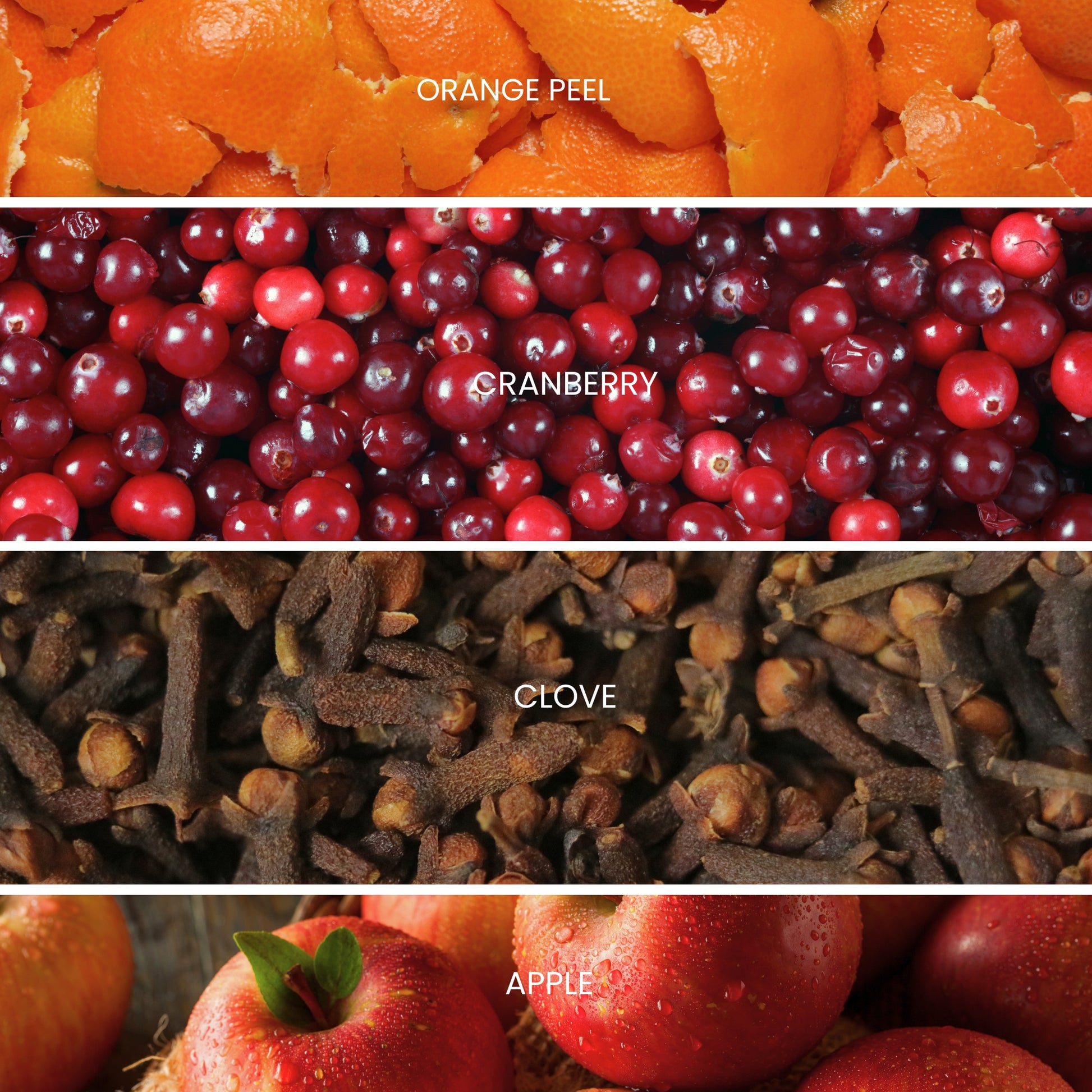 cape cod cranberry scent profile with orange peel, cranberry, clove and apple
