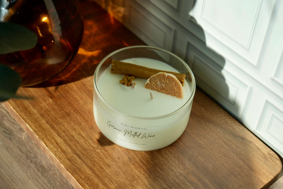 German Christmas market candle with warm mulled wine fragrance