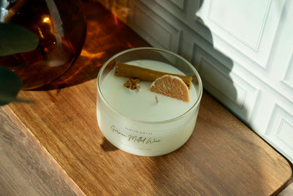German Christmas market candle with warm mulled wine fragrance