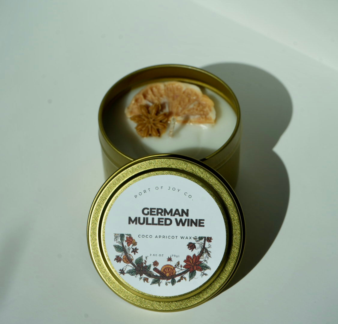 Mulled wine travel candle with orange peel, cinnamon and seasonal spices