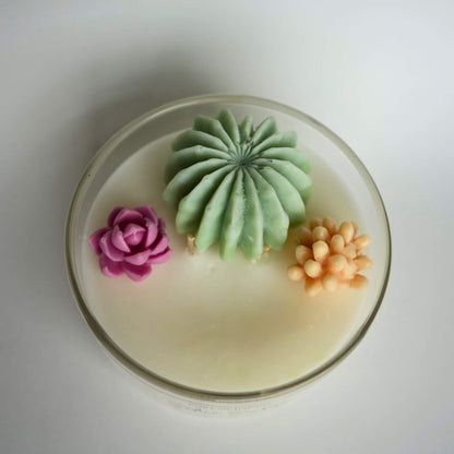 top of the candle with cactus embeds