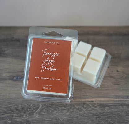 tennessee apple bourbon wax melt in clamshell.