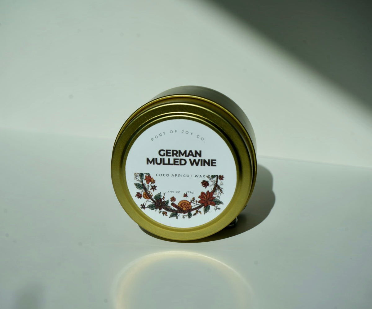 German Christmas market 4 oz travel candle with mulled wine scent
