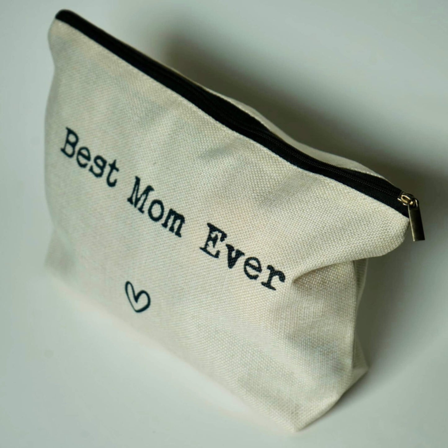side of the beige makeup bag for moms