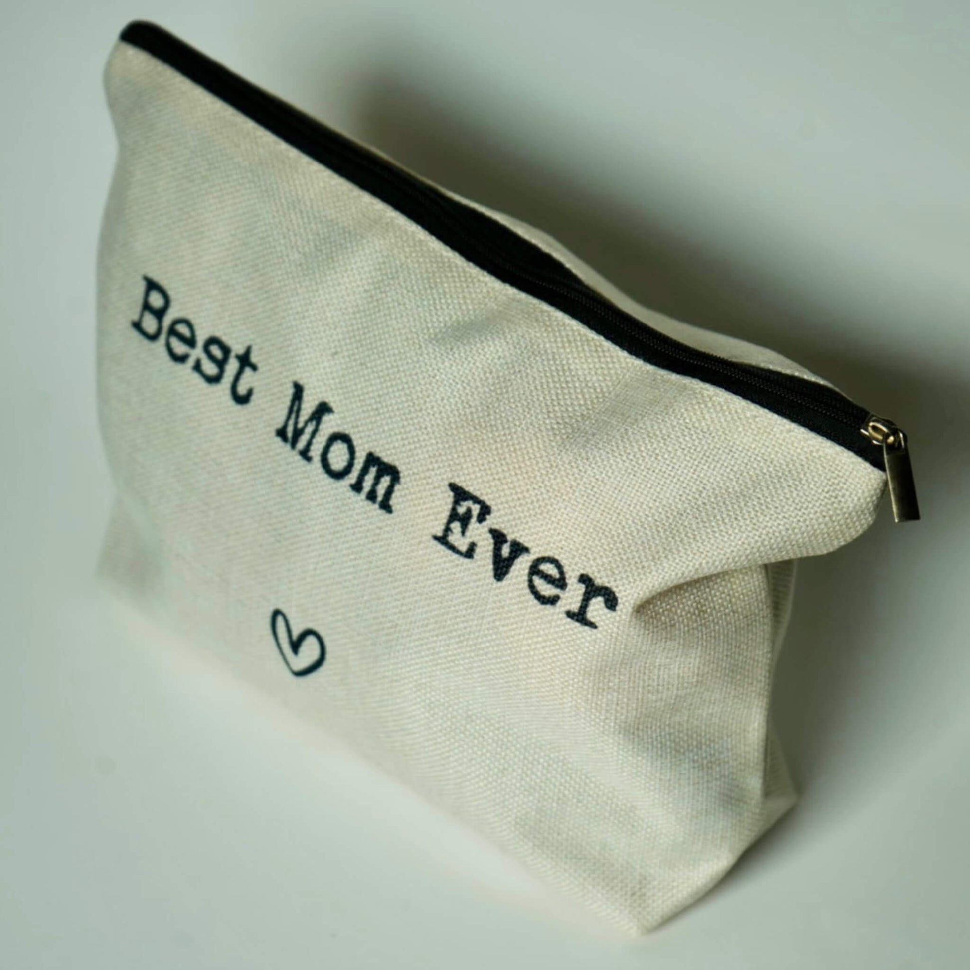 side of the beige makeup bag for moms