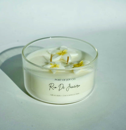 Plumeria and vanilla handmade candle 