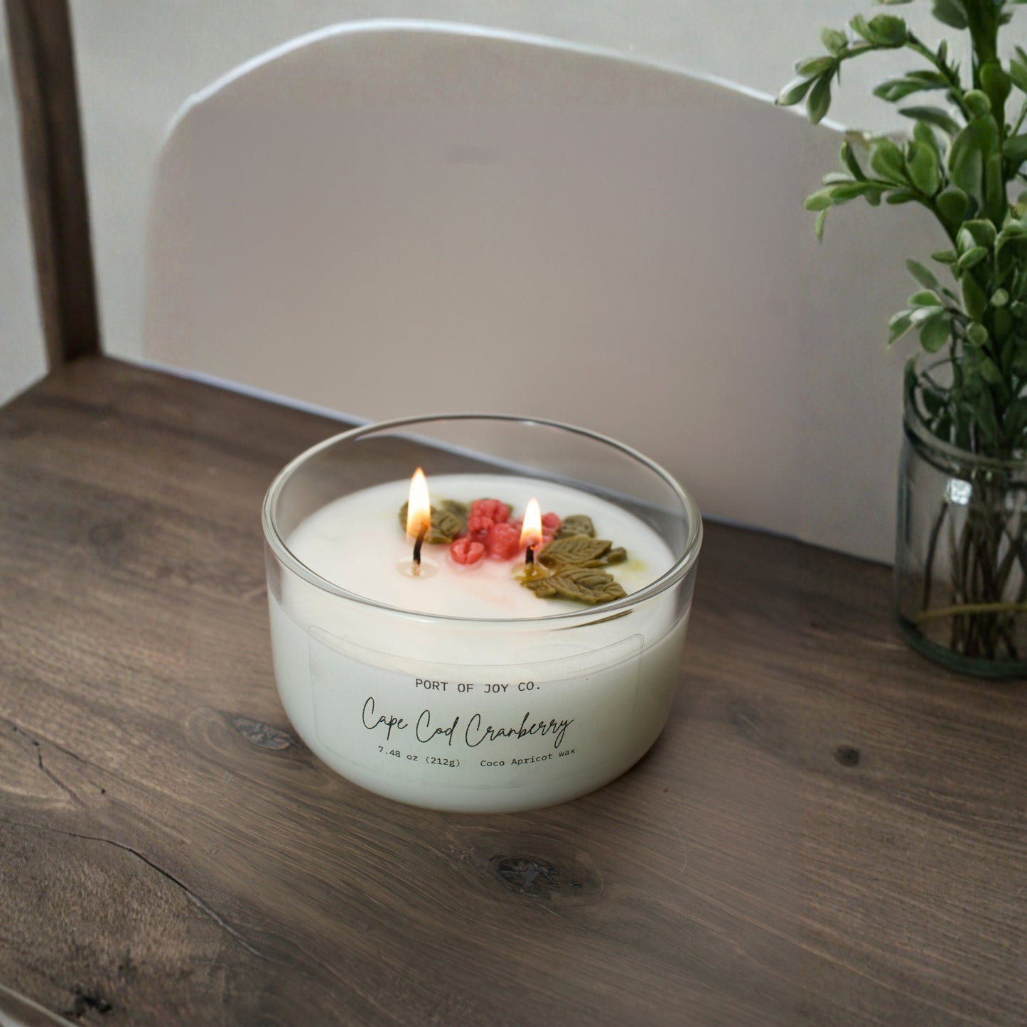 Cape Cod Cranberry scented candle, 7.5 oz hand-poured vegan candle made with eco-friendly wax. A warm holiday fragrance and one of the best gifts for friends in 2025.