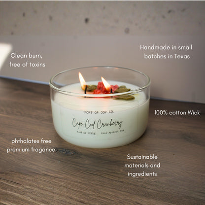 Cape Cod Cranberry 2-Wick Candle – Holiday Candle, Christmas Gift