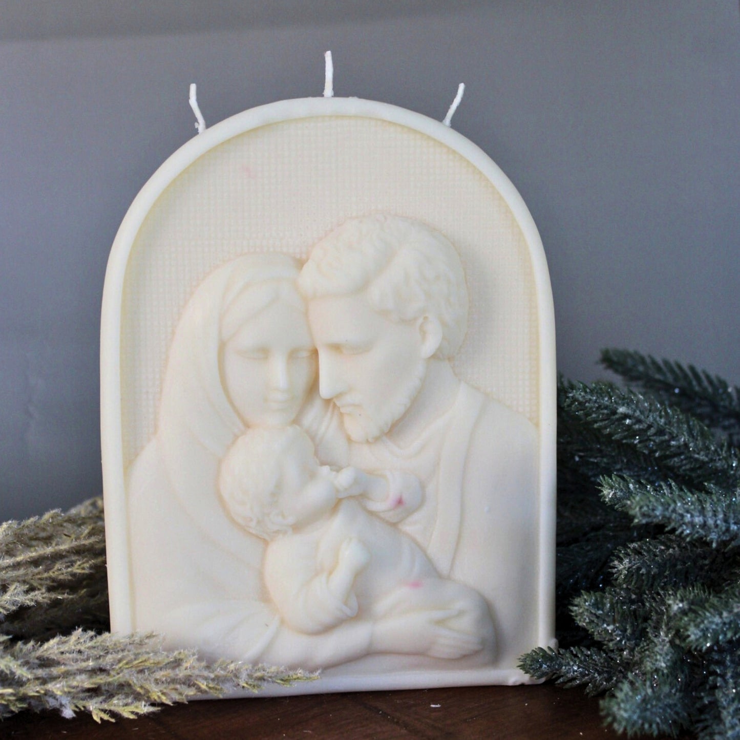 Port of Joy Holy Family candle made with eco-friendly soy wax, a thoughtful Christian gift and one of the