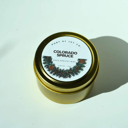 round tin candle made by port of joy co