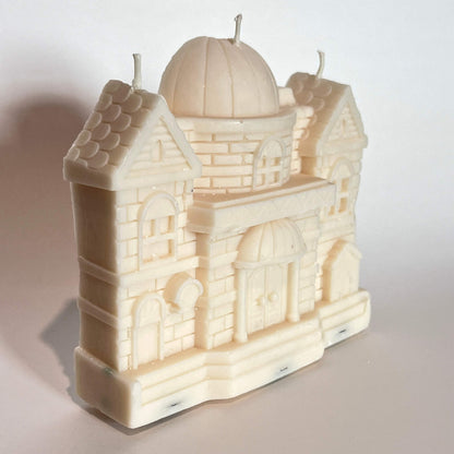castle shaped candle. pillar candle