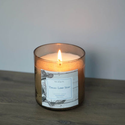 Handmade candle for rustic, western, or modern home decor with a warm woodsy fragrance.
