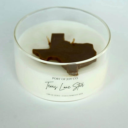 texas lone star candle in big clear jar