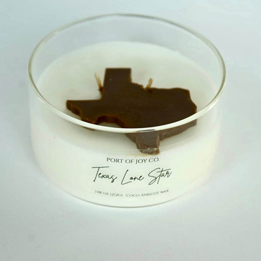 texas lone star candle in big clear jar