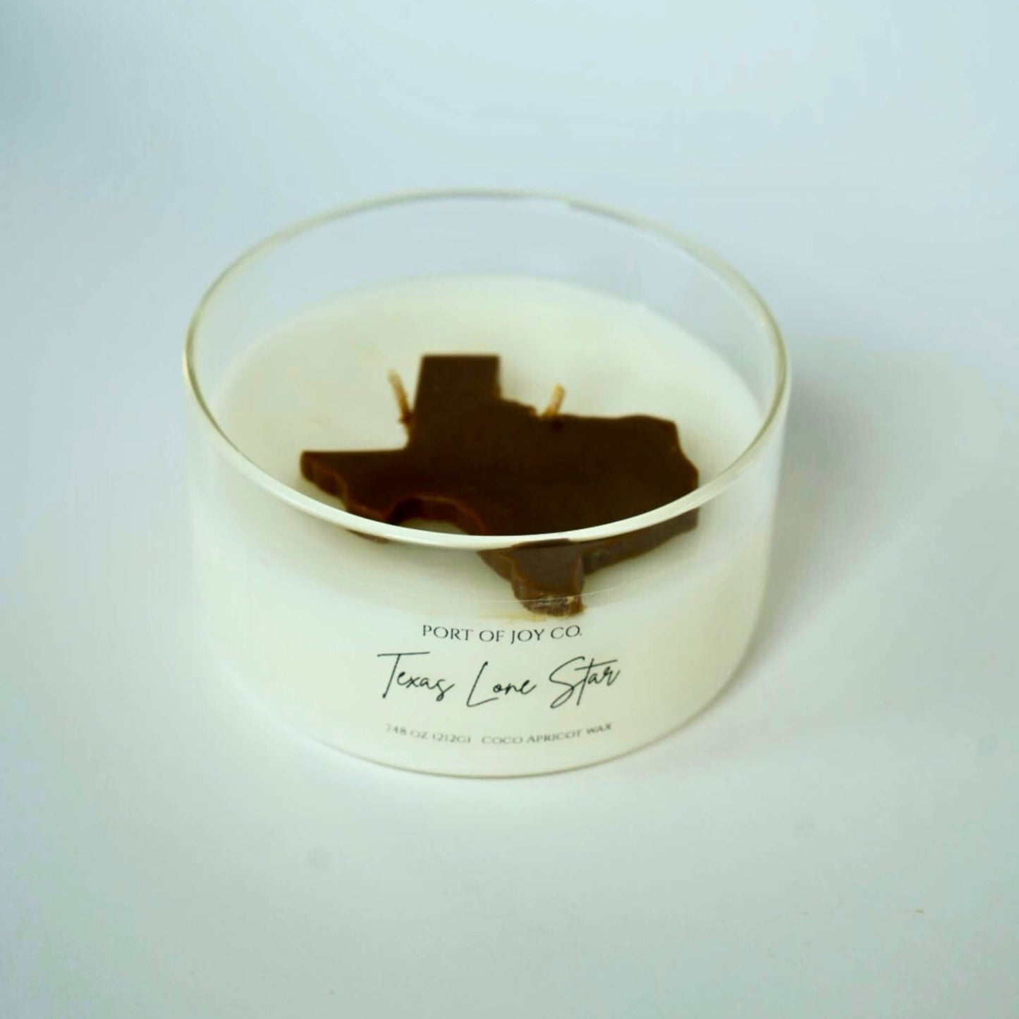 top view of the clear jar texas lone star candle
